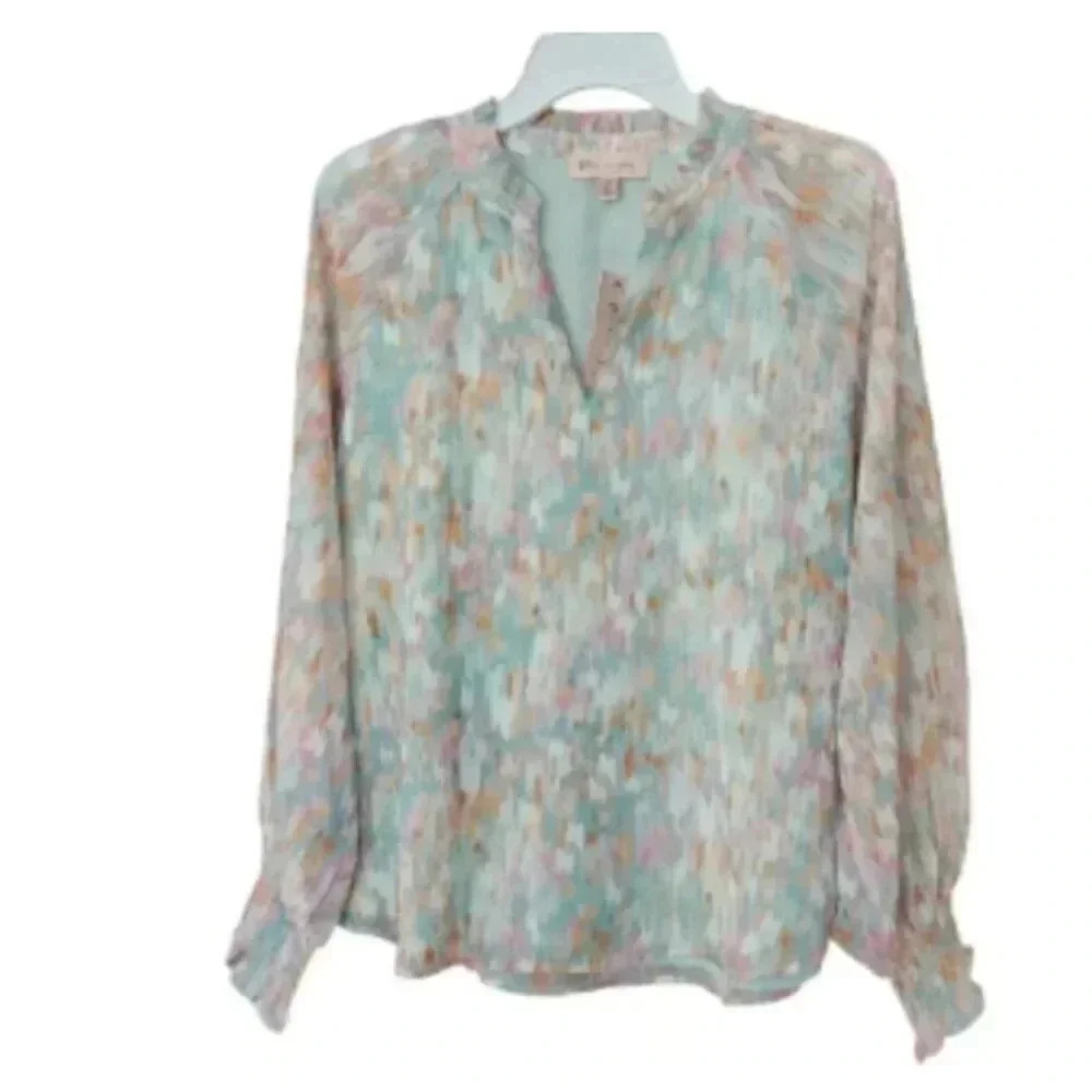 Philosophy Women's Medium Multicolor Long Sleeve Shimmery Blouse